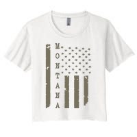 State Of Montana Vintage American Flag Women's Crop Top Tee