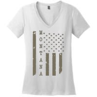 State Of Montana Vintage American Flag Women's V-Neck T-Shirt