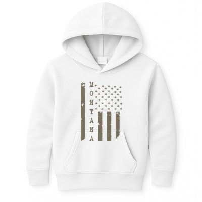 State Of Montana Vintage American Flag Kids Hoodie