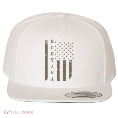State Of Montana Vintage American Flag Wool Snapback Cap