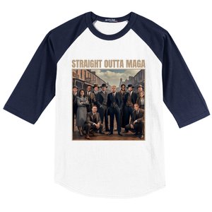 Straight Outta Maga Funny Trump 2024 Baseball Sleeve Shirt