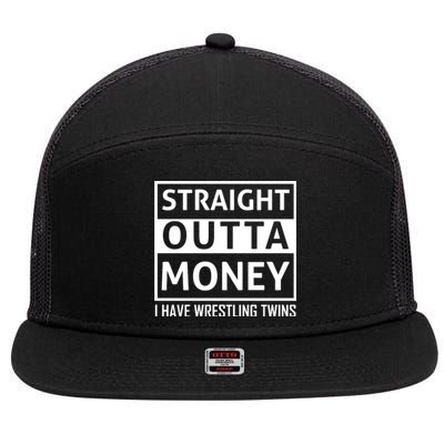 Straight Outta Money I Have Wrestling Twins 7 Panel Mesh Trucker Snapback Hat