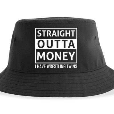 Straight Outta Money I Have Wrestling Twins Sustainable Bucket Hat