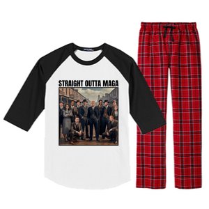 Straight Outta Maga Funny Trump 2024 Raglan Sleeve Pajama Set