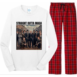 Straight Outta Maga Funny Trump 2024 Long Sleeve Pajama Set