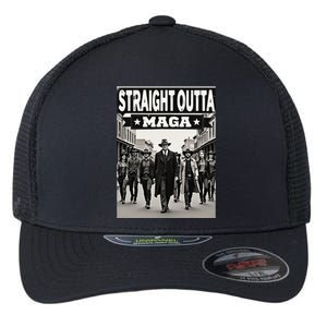 Straight Outta Maga Funny Trump 2024 Flexfit Unipanel Trucker Cap