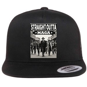 Straight Outta Maga Funny Trump 2024 Flat Bill Trucker Hat