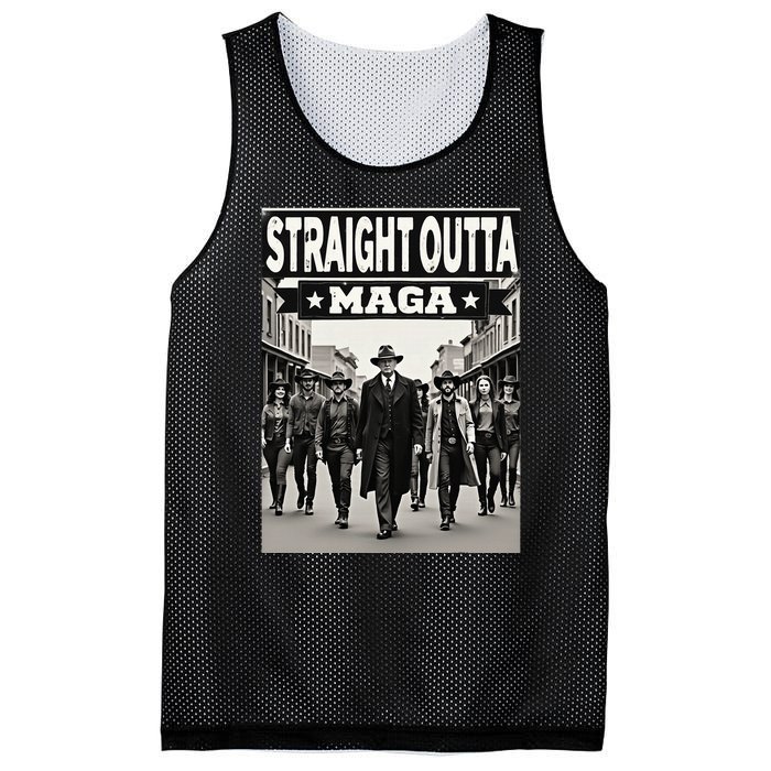 Straight Outta Maga Funny Trump 2024 Mesh Reversible Basketball Jersey Tank