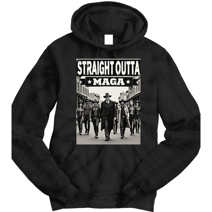 Straight Outta Maga Funny Trump 2024 Tie Dye Hoodie