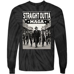 Straight Outta Maga Funny Trump 2024 Tie-Dye Long Sleeve Shirt