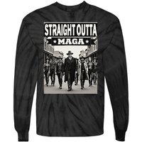 Straight Outta Maga Funny Trump 2024 Tie-Dye Long Sleeve Shirt