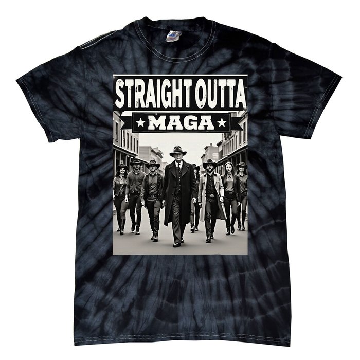 Straight Outta Maga Funny Trump 2024 Tie-Dye T-Shirt