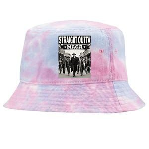 Straight Outta Maga Funny Trump 2024 Tie-Dyed Bucket Hat