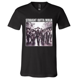 Straight Outta Maga Funny Trump 2024 V-Neck T-Shirt