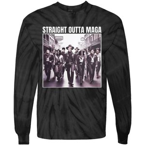 Straight Outta Maga Funny Trump 2024 Tie-Dye Long Sleeve Shirt