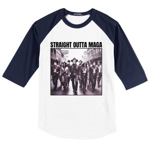 Straight Outta Maga Funny Trump 2024 Baseball Sleeve Shirt