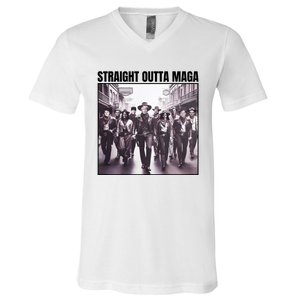 Straight Outta Maga Funny Trump 2024 V-Neck T-Shirt