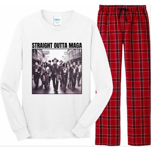 Straight Outta Maga Funny Trump 2024 Long Sleeve Pajama Set