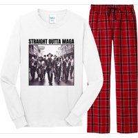 Straight Outta Maga Funny Trump 2024 Long Sleeve Pajama Set