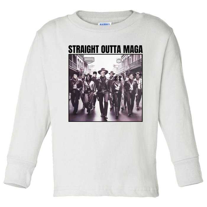 Straight Outta Maga Funny Trump 2024 Toddler Long Sleeve Shirt