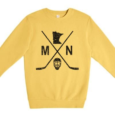 State Of Mn Hockey Gift Vintage Look Gift Premium Crewneck Sweatshirt