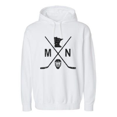 State Of Mn Hockey Gift Vintage Look Gift Garment-Dyed Fleece Hoodie