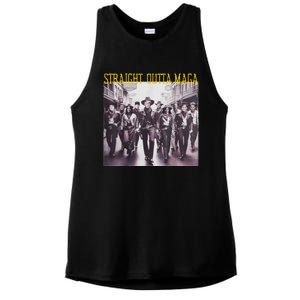 Straight Outta Maga Western Cowboy Outfit Trump 2024 Ladies PosiCharge Tri-Blend Wicking Tank