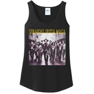 Straight Outta Maga Western Cowboy Outfit Trump 2024 Ladies Essential Tank