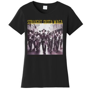 Straight Outta Maga Western Cowboy Outfit Trump 2024 Women's T-Shirt