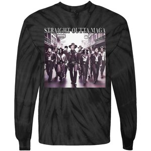 Straight Outta Maga Funny Trump 2024 Tie-Dye Long Sleeve Shirt