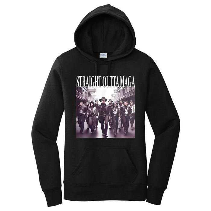 Straight Outta Maga Funny Trump 2024 Women's Pullover Hoodie