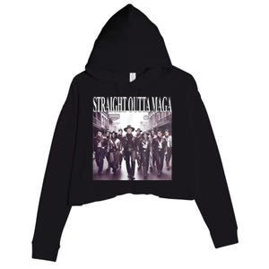 Straight Outta Maga Funny Trump 2024 Crop Fleece Hoodie