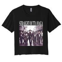 Straight Outta Maga Funny Trump 2024 Women's Crop Top Tee