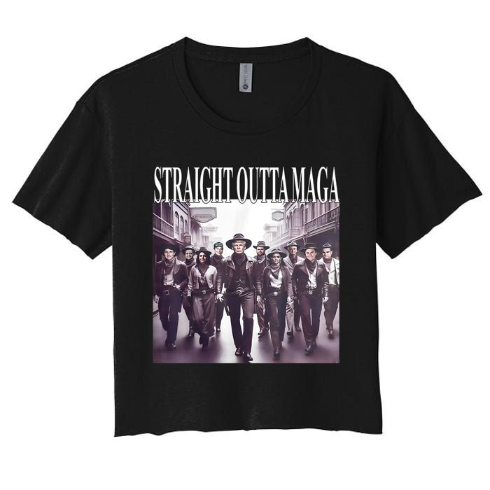 Straight Outta Maga Funny Trump 2024 Women's Crop Top Tee