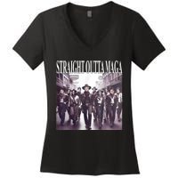 Straight Outta Maga Funny Trump 2024 Women's V-Neck T-Shirt