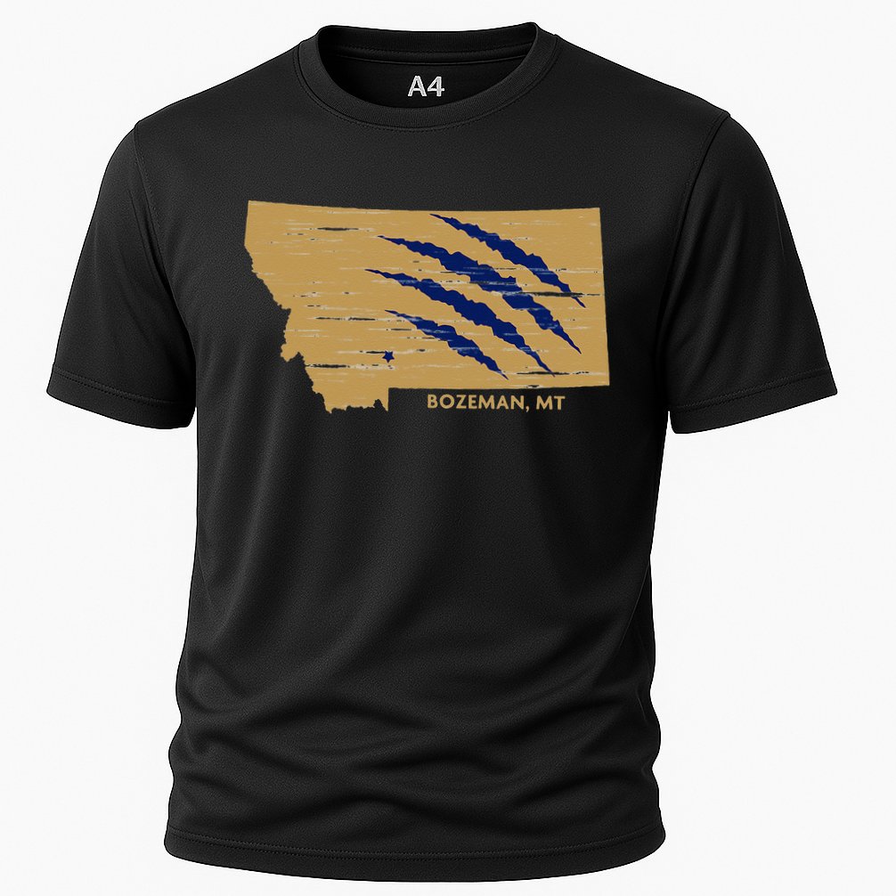 State Of Montana Wild Animal Bobcat Bear Big Cat Scratch Cooling Performance Crew T-Shirt