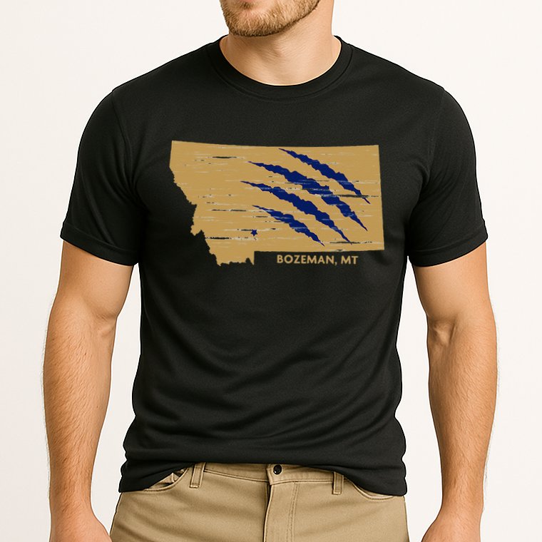 State Of Montana Wild Animal Bobcat Bear Big Cat Scratch Cooling Performance Crew T-Shirt