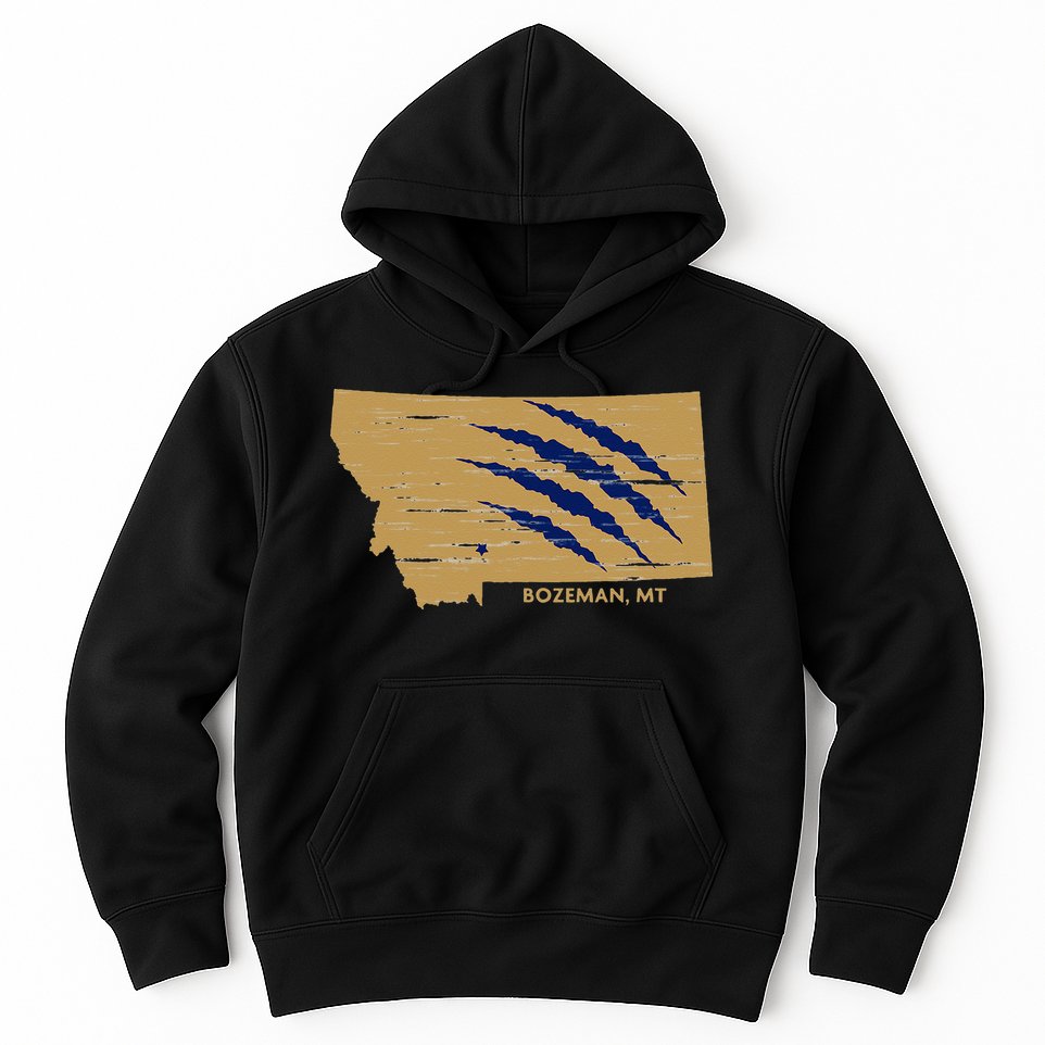 State Of Montana Wild Animal Bobcat Bear Big Cat Scratch Hoodie
