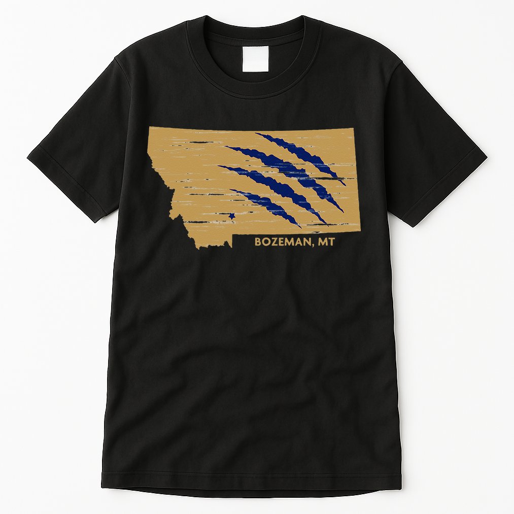 State Of Montana Wild Animal Bobcat Bear Big Cat Scratch Tall T-Shirt