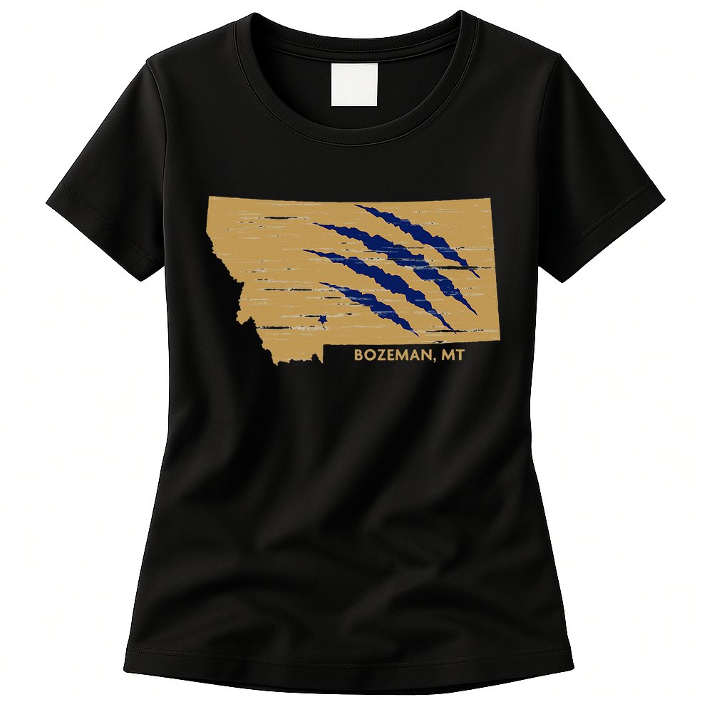 State Of Montana Wild Animal Bobcat Bear Big Cat Scratch Womens T-Shirt