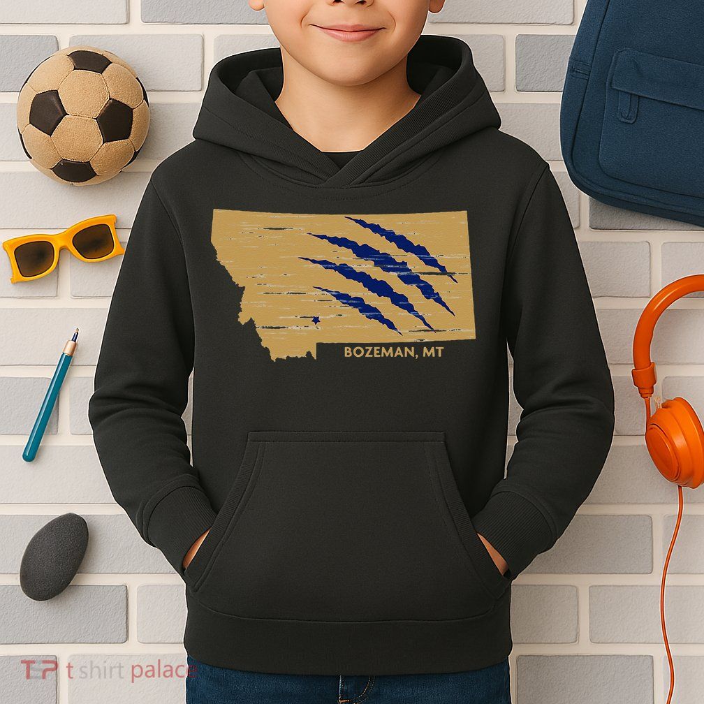State Of Montana Wild Animal Bobcat Bear Big Cat Scratch Kids Hoodie