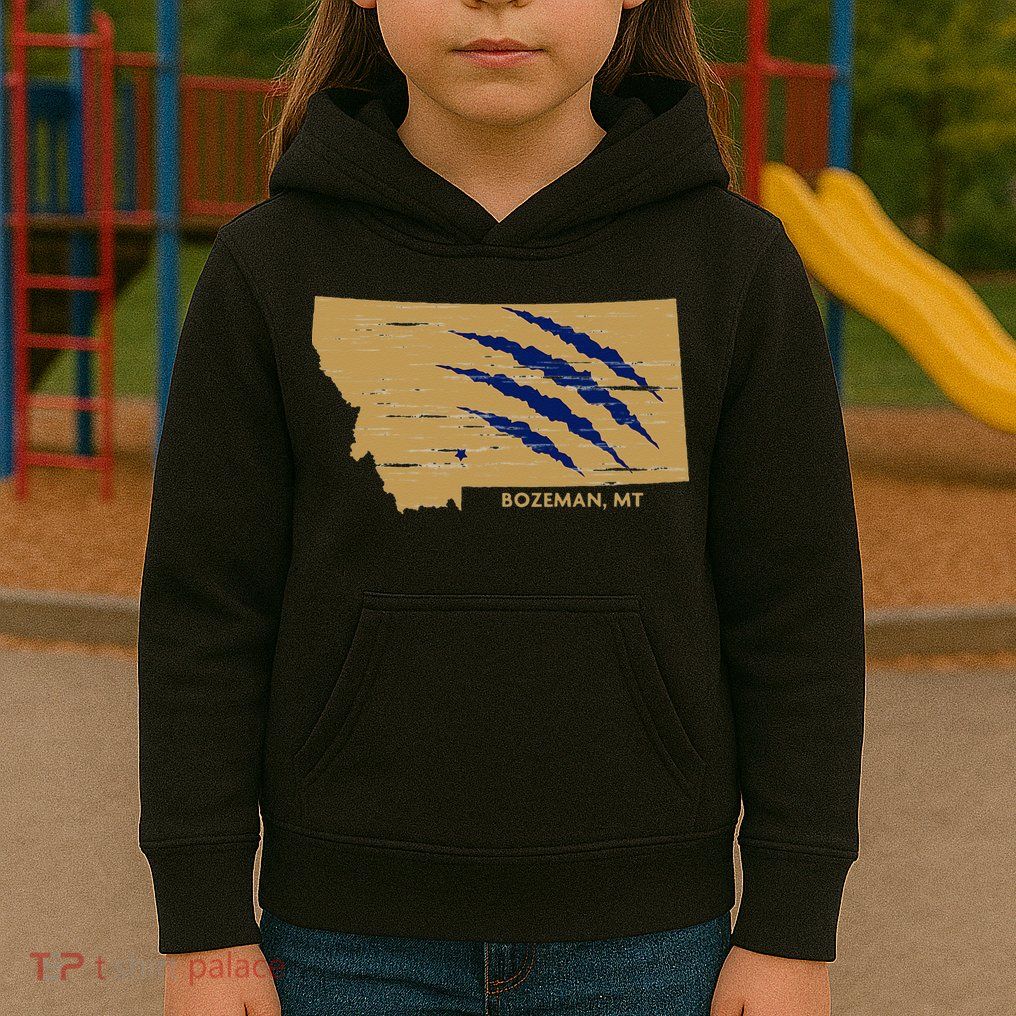 State Of Montana Wild Animal Bobcat Bear Big Cat Scratch Kids Hoodie