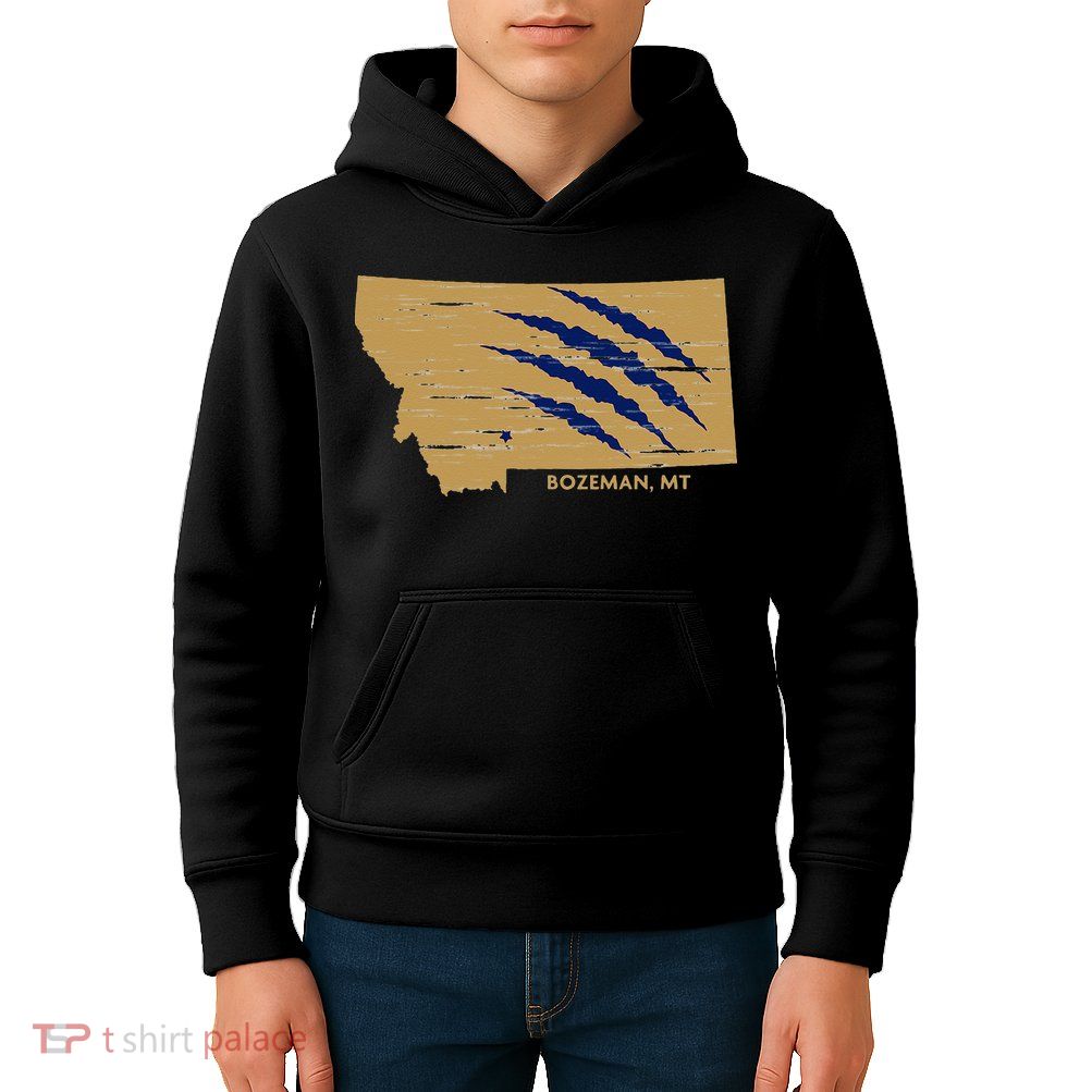State Of Montana Wild Animal Bobcat Bear Big Cat Scratch Kids Hoodie