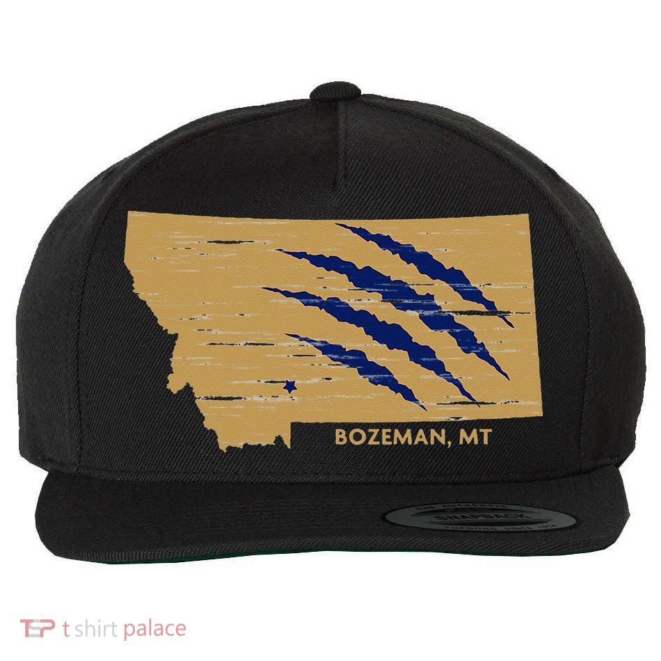 State Of Montana Wild Animal Bobcat Bear Big Cat Scratch Wool Snapback Cap