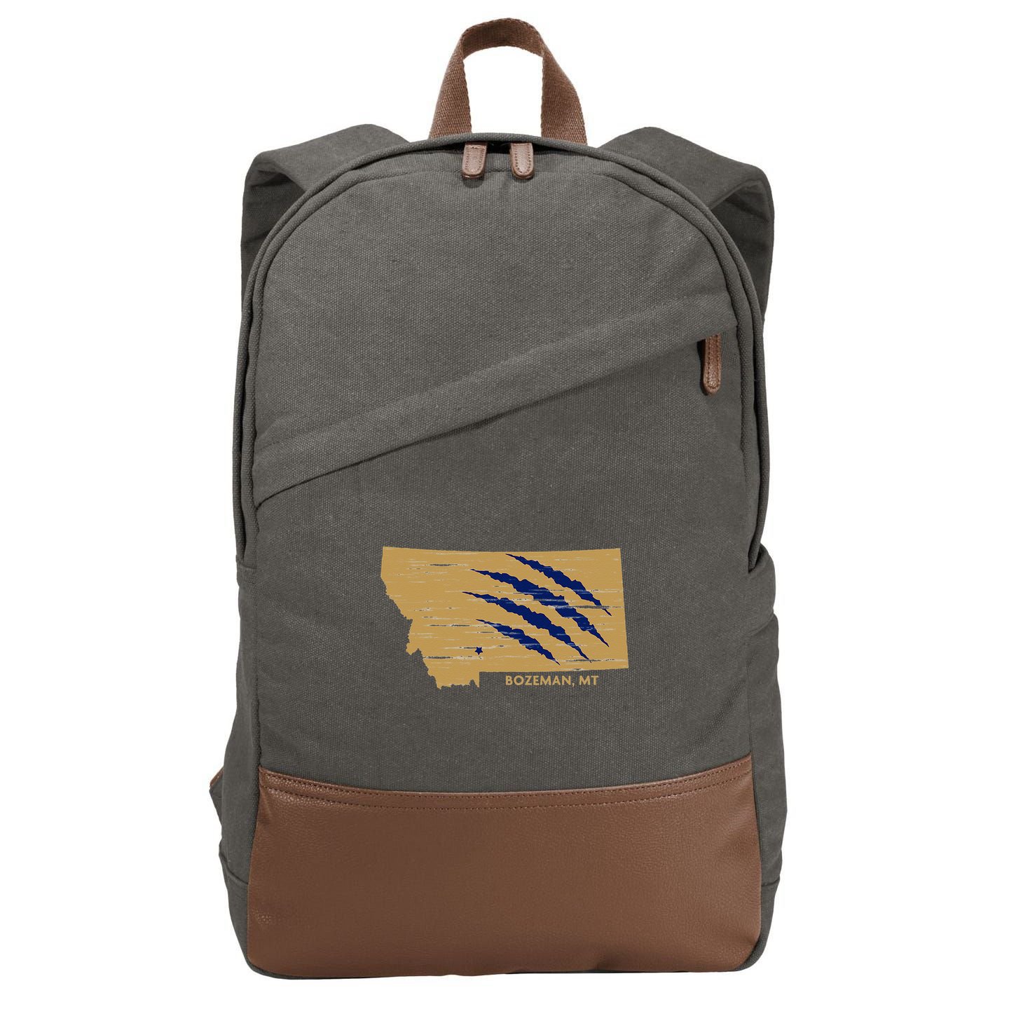 State Of Montana Wild Animal Bobcat Bear Big Cat Scratch Cotton Canvas Backpack