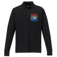 Straight Outta Merica 4th Of July Performance Long Sleeve Polo