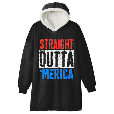 Straight Outta Merica 4th Of July Hooded Wearable Blanket