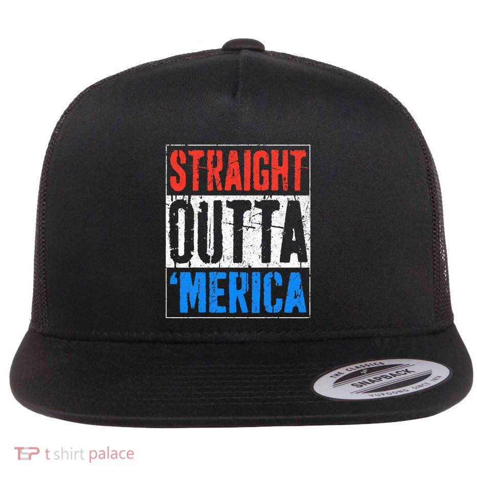 Straight Outta Merica 4th Of July Flatbill Hat