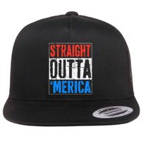Straight Outta Merica 4th Of July Flat Bill Trucker Hat