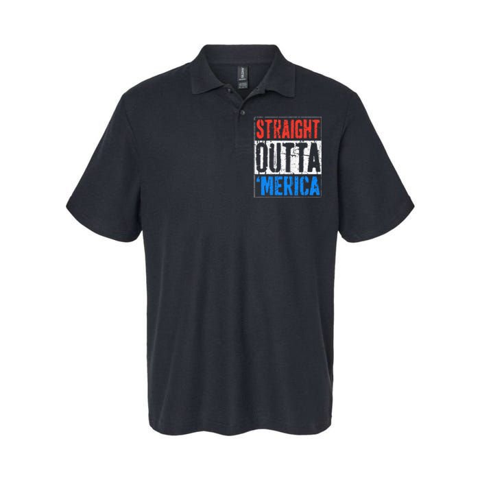 Straight Outta Merica 4th Of July Softstyle Adult Sport Polo